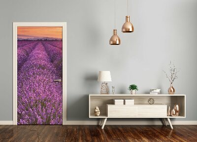 Selbstklebender aufkleber an der tür Lavendelfeld