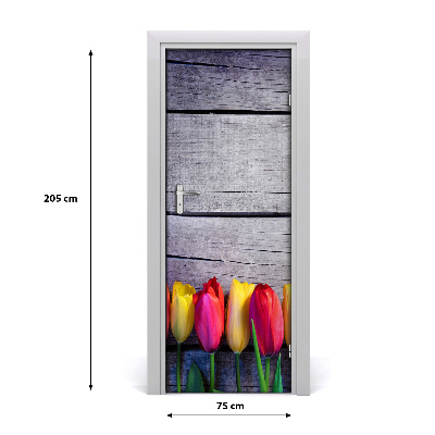 Selbstklebender aufkleber an der tür Bunte tulpen