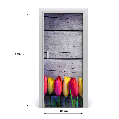 Selbstklebender aufkleber an der tür Bunte tulpen