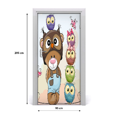 Selbstklebender aufkleber an der tür Bär und eule