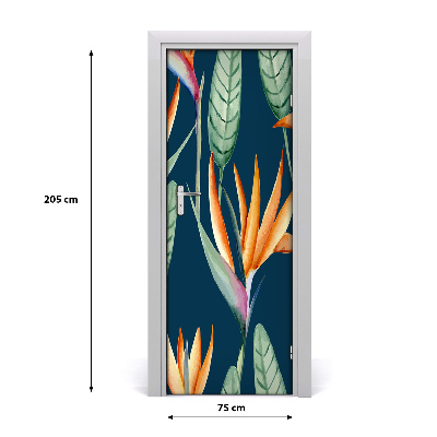 Selbstklebender aufkleber an der tür Strelitzia reginae