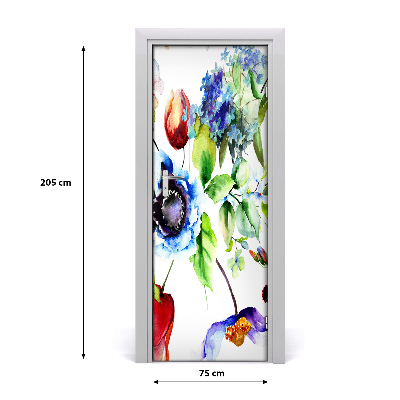 Selbstklebender aufkleber an der tür Feldblumen