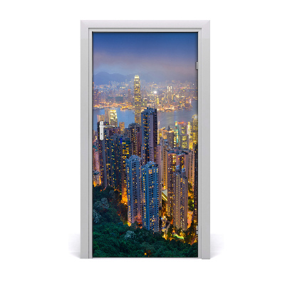 Selbstklebendes wandbild an der wand Hong kong in der nacht