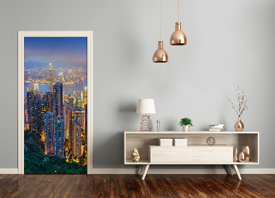 Selbstklebendes wandbild an der wand Hong kong in der nacht