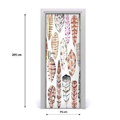 Selbstklebendes wandbild an der wand Bunte federn