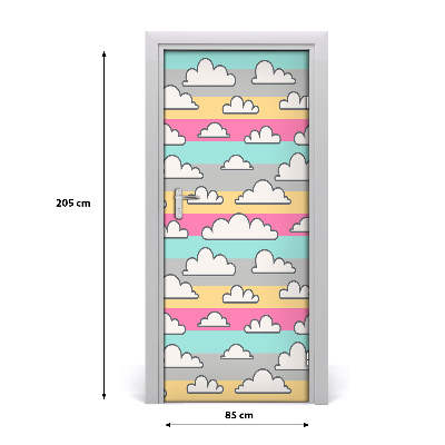 Selbstklebender aufkleber an der tür Wolken farbigen hintergrund