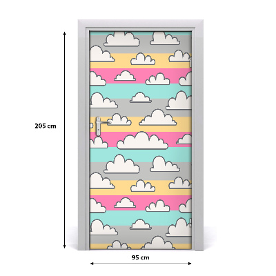 Selbstklebender aufkleber an der tür Wolken farbigen hintergrund