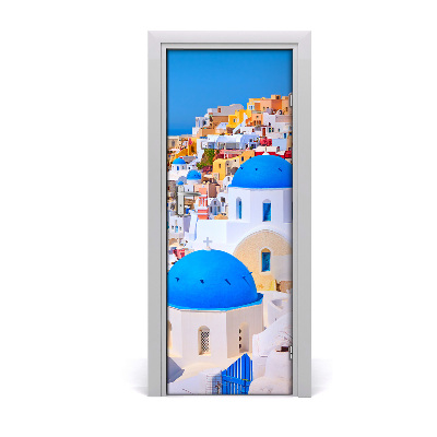 Selbstklebendes wandbild an der wand Stadt santorini