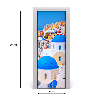 Selbstklebendes wandbild an der wand Stadt santorini