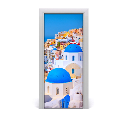 Selbstklebendes wandbild an der wand Stadt santorini