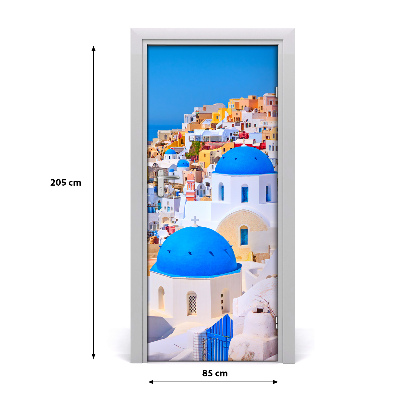 Selbstklebendes wandbild an der wand Stadt santorini