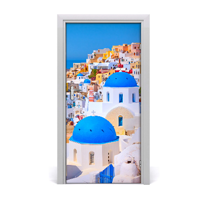 Selbstklebendes wandbild an der wand Stadt santorini