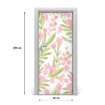 Selbstklebendes wandbild an der wand Pinke blumen