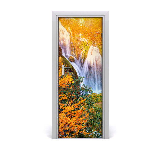 Selbstklebendes wandbild an der wand Wasserfall im herbst