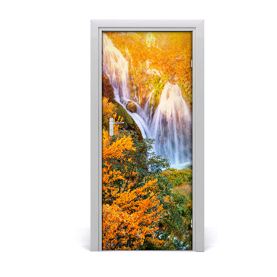 Selbstklebendes wandbild an der wand Wasserfall im herbst