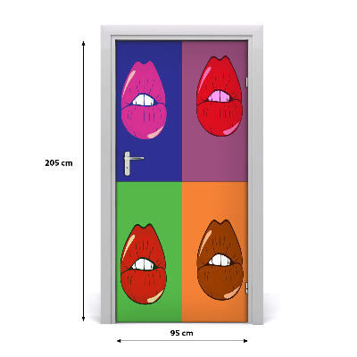 Selbstklebendes wandbild an der wand Bunte lippen