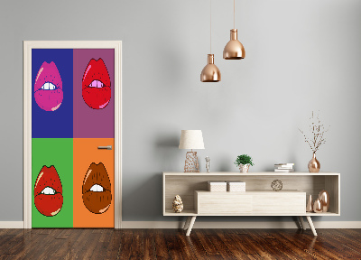 Selbstklebendes wandbild an der wand Bunte lippen