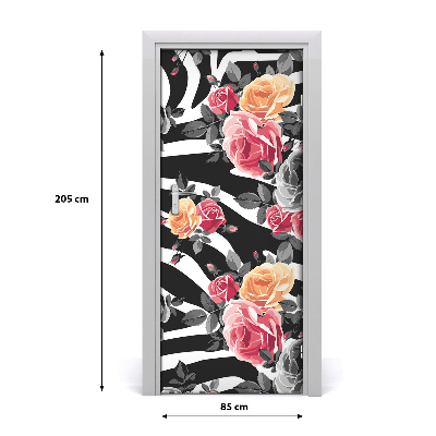Selbstklebender aufkleber an der tür Rosen zebra