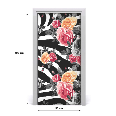 Selbstklebender aufkleber an der tür Rosen zebra
