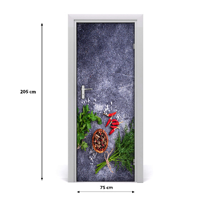 Selbstklebender aufkleber an der tür Kräuter und gewürze