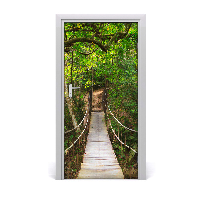 Selbstklebendes wandbild an der wand Hängebrücke in den wald