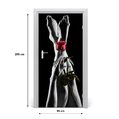 Selbstklebendes wandbild an der wand Rose und füße