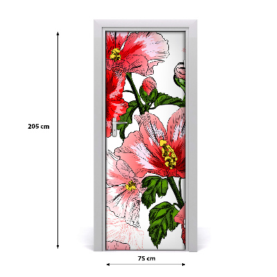 Selbstklebender aufkleber an der tür Hibskus