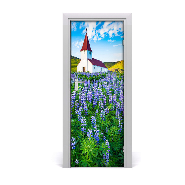 Selbstklebendes wandbild an der wand Kirche blumen