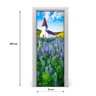 Selbstklebendes wandbild an der wand Kirche blumen