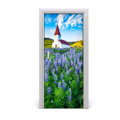 Selbstklebendes wandbild an der wand Kirche blumen