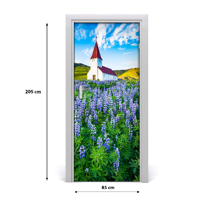 Selbstklebendes wandbild an der wand Kirche blumen