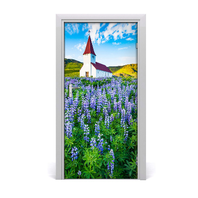 Selbstklebendes wandbild an der wand Kirche blumen