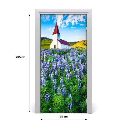 Selbstklebendes wandbild an der wand Kirche blumen