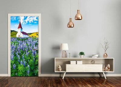 Selbstklebendes wandbild an der wand Kirche blumen