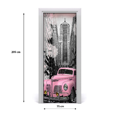 Selbstklebendes wandbild an der wand Rosa auto