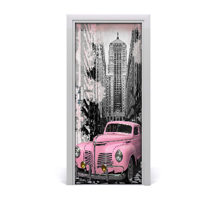 Selbstklebendes wandbild an der wand Rosa auto