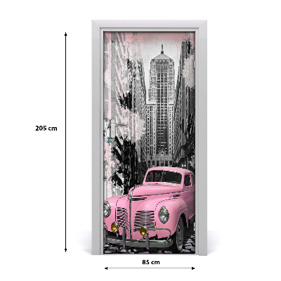 Selbstklebendes wandbild an der wand Rosa auto