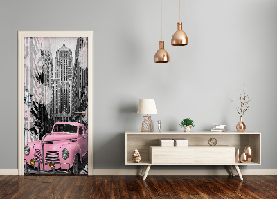 Selbstklebendes wandbild an der wand Rosa auto