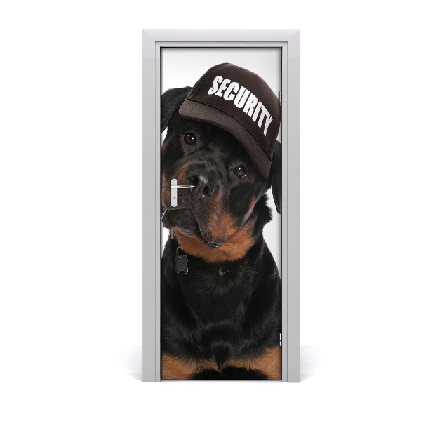 Selbstklebender aufkleber an der tür Rottweiler