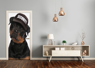 Selbstklebender aufkleber an der tür Rottweiler