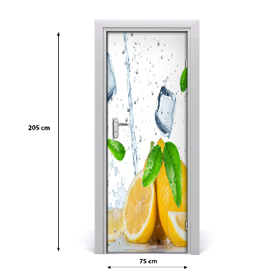 Selbstklebender aufkleber an der tür Zitrone und eis