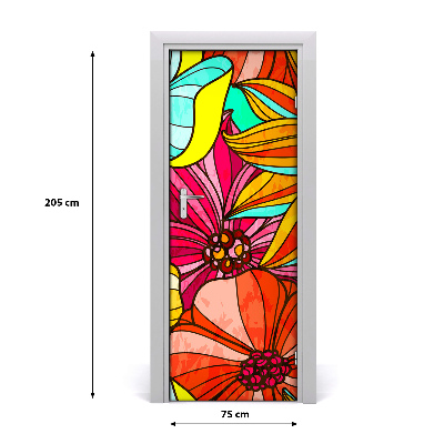 Selbstklebender aufkleber an der tür Farbenfrohe blumen