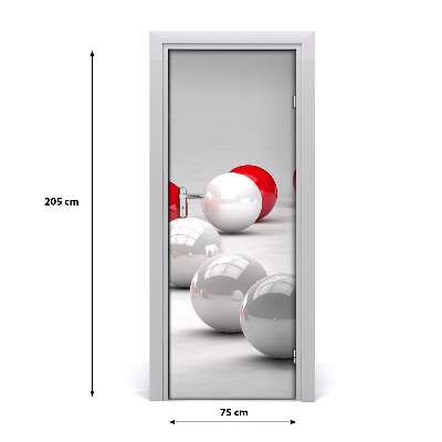 Selbstklebender aufkleber an der tür Die rot-weiße kugeln