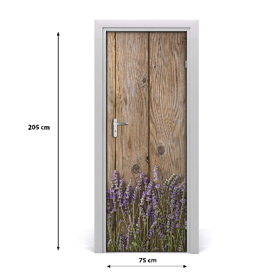 Selbstklebender aufkleber an der tür Lavendel auf holz