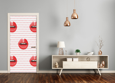 Selbstklebendes wandbild an der wand Rote lippen