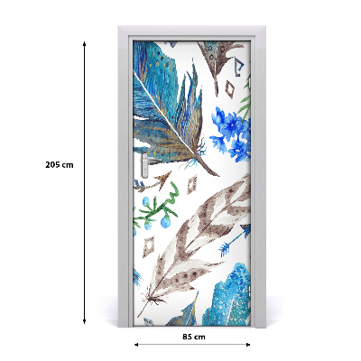 Selbstklebendes wandbild an der wand Federn und blumen