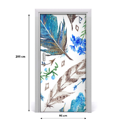 Selbstklebendes wandbild an der wand Federn und blumen