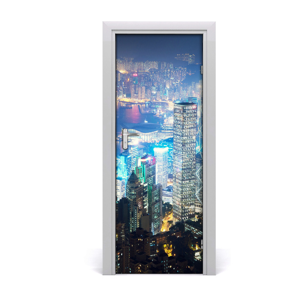 Selbstklebendes wandbild an der wand Hong kong in der nacht