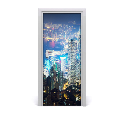 Selbstklebendes wandbild an der wand Hong kong in der nacht