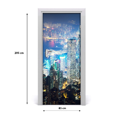 Selbstklebendes wandbild an der wand Hong kong in der nacht